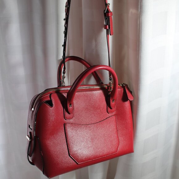 Guess "Liya" Red Faux Saffiano Satchel, Shoulder Bag, Crossbody - Picture 7 of 16